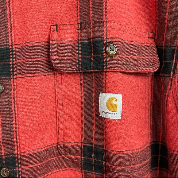 Carhartt NWOT Loose Fit Red Plaid Flannel Shirt π - Picture 5 of 7